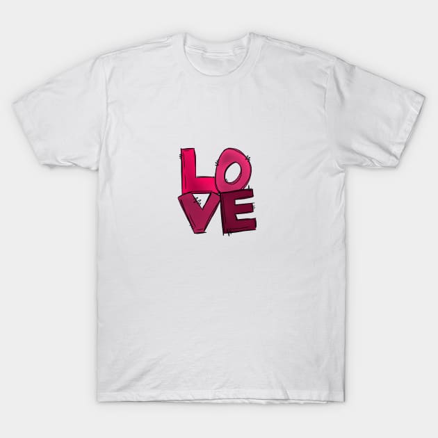 Hot pink LOVE T-Shirt by CharlieCreates